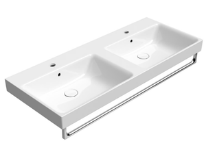 NUBES 125X50 - Inset double ceramic washbasin with overflow _ GSI ceramica